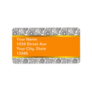 Mandarine Black Paisley Adressaufkleber