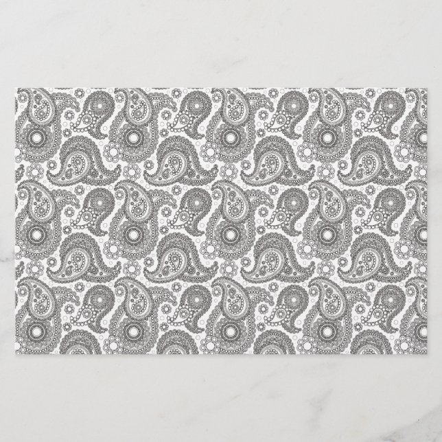 Mandarine Black Paisley Briefpapier (Vorderseite)