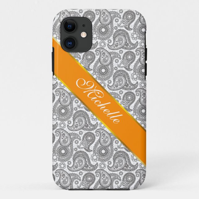 Mandarine Black Paisley Case-Mate iPhone Hülle (Rückseite)