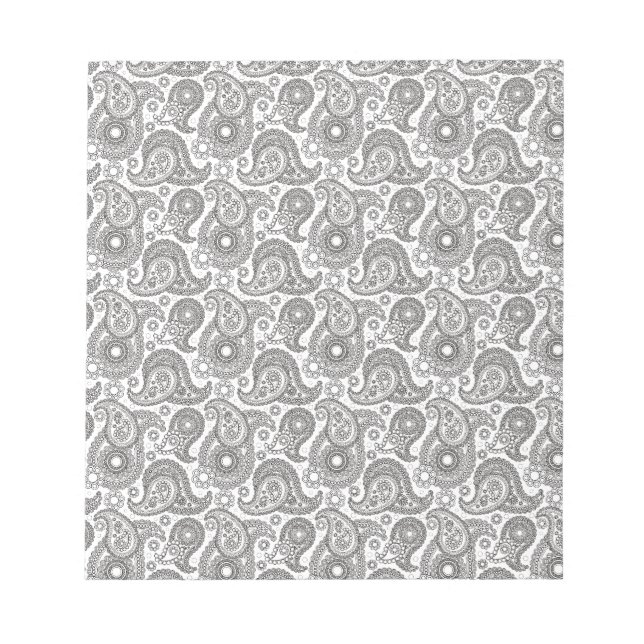 Mandarine Black Paisley Notizblock (Vorderseite)