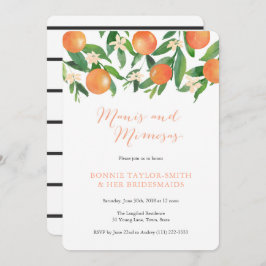 Mandarine Charcoal Manis Mimosas Bridal Luncheon Einladung