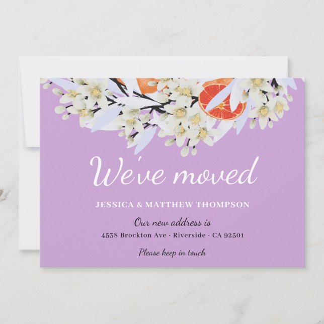 Mandarine Citrus Botanical Wreath Floral Neue Zuha Ankündigung (Vorderseite)