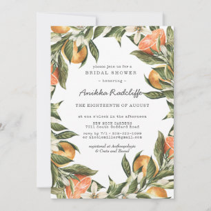 Mandarine Citrus Greenery Bridal Dusche Einladung