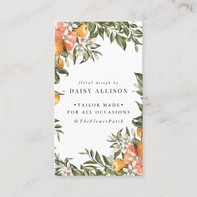 Mandarine Citrus Orchard Boho Botanical Visitenkarte (Vorderseite)