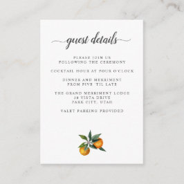 Mandarine Citrus WEDDING Details Unterkunft Begleitkarte