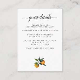 Mandarine Citrus WEDDING Details Unterkunft Begleitkarte