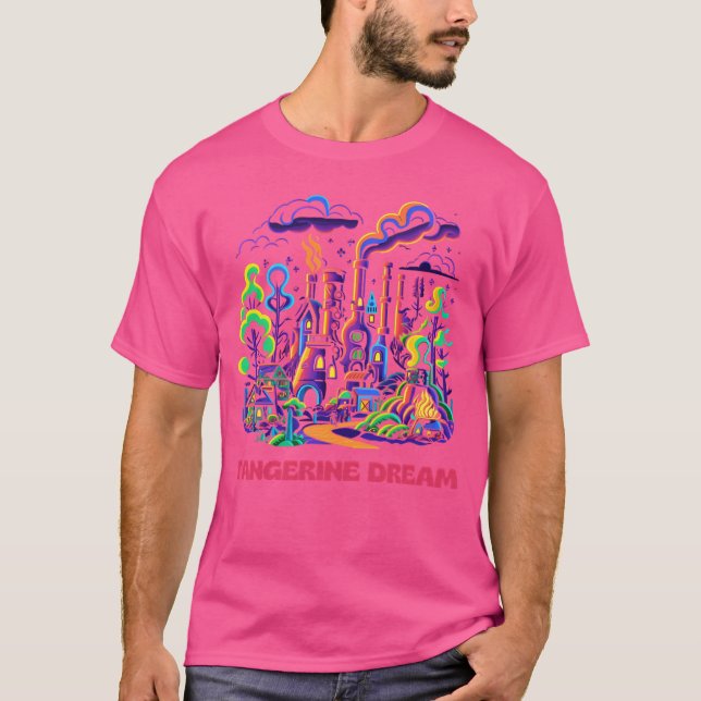 Mandarine Dream Retro Lüfterdesign T-Shirt (Vorderseite)
