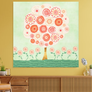 Mandarine Dream Tree Mixed Media Poster Print Art Leinwanddruck