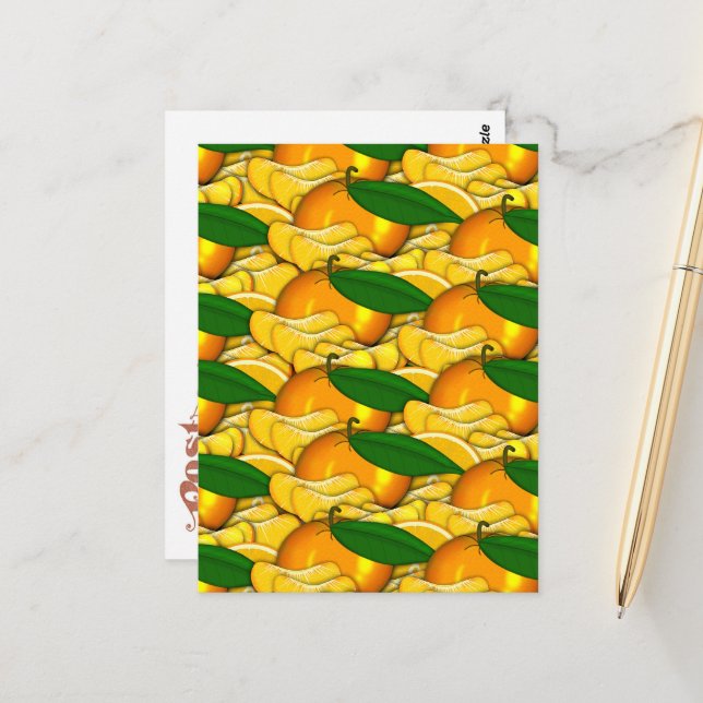 Mandarine eines Sommermusters Postkarte (Vorderseite/Rückseite Beispiel)