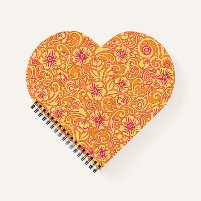 Mandarine Floral Dream Pattern Notebook Notizbuch (Vorderseite)