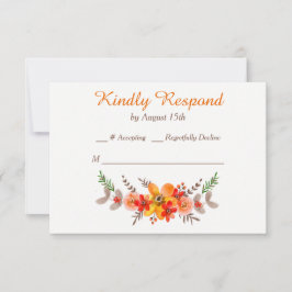 Mandarine Floral Wreath Wedding RSVP Karte