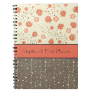 Mandarine Grau Blume Personalisiert Notebook Notizblock
