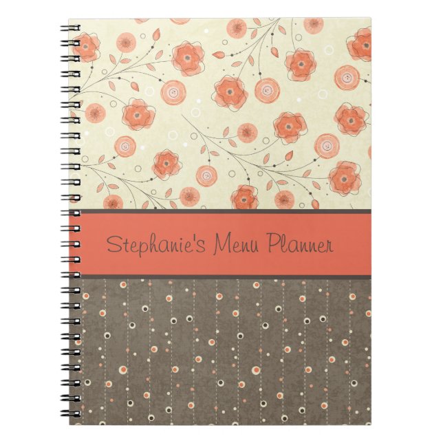 Mandarine Grau Blume Personalisiert Notebook Notizblock (Vorderseite)