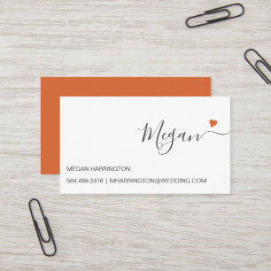 Mandarine Herz Einfach Elegante Typografie Custom Visitenkarte