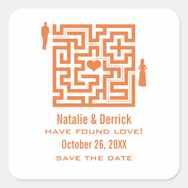 Mandarine Liebe Save the Date Sticker (Vorderseite)