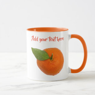 Mandarine mit grünem Blatt Tasse