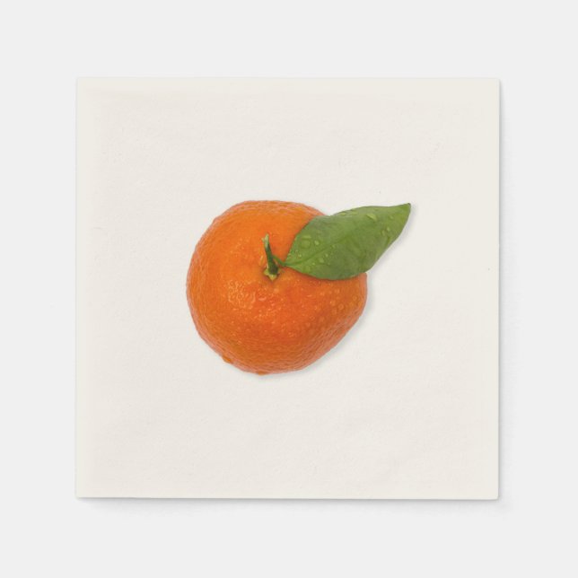 Mandarine mit grünem Blattblättriger Mandarine Serviette (Vorderseite)