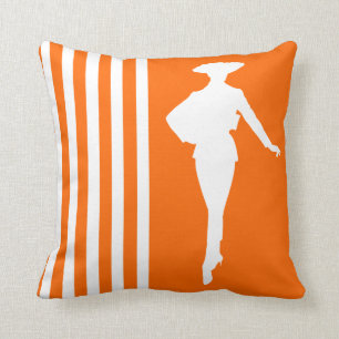 Mandarine-moderne Streifen mit Mode-Silhouette Kissen