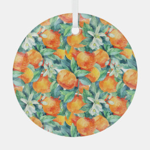 Mandarine Orange: Aquarellfarben-Retro-Illustratio Ornament Aus Glas
