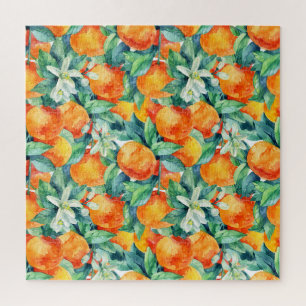 Mandarine Orange: Aquarellfarben-Retro-Illustratio Puzzle
