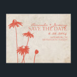 Mandarine Orange Black Mit Augen Susans Save the D Ankündigungspostkarte<br><div class="desc">Lass allen,  die über Ihre bevorstehende Hochzeit mit dieser schönen Vintagen Verlobung Ankündigung wissen! Enthält das Bild von mit Augen schwarzen Sushan-Blume mit Text vor einem rustikalen Elfenbeinhintergrund. Schauen Sie in meinem Shop nach passenden Produkten für Ihre Hochzeit!</div>