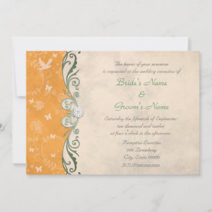 Mandarine Orange Bloral Spring Wedding Empfang Einladung