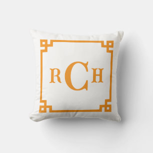 Mandarine Orange Chinoiserie Griechisches Schlüsse Kissen