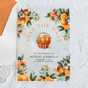 Mandarine Orange Citrus Hochzeitstag speichern Acryleinladungen