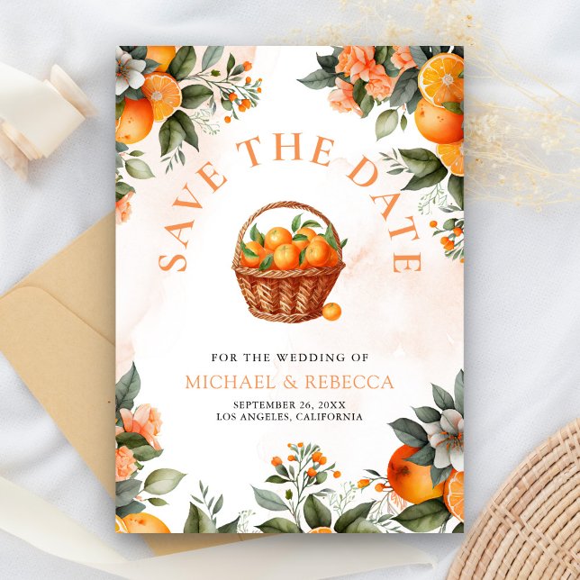 Mandarine Orange Citrus QR Code Foto Hochzeit Save The Date (Von Creator hochgeladen)