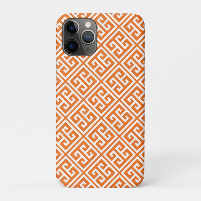 Mandarine Orange griechisches Schlüsselmuster Case-Mate iPhone Hülle (Rückseite)