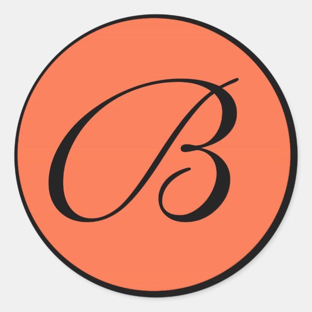 Mandarine Orange Mit Monogramm Wedding Umschlag Au Runder Aufkleber (Vorderseite)