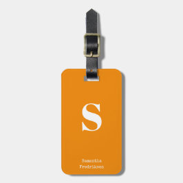 Mandarine Orange Monogram Name Stilvolle Schreibma Gepäckanhänger