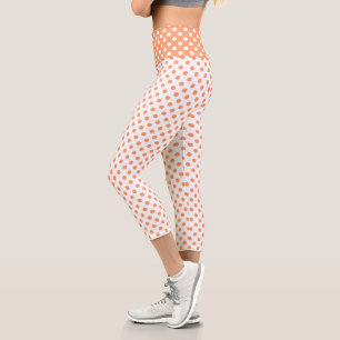 Mandarine Orange Polka Dots Circles Capri Leggings