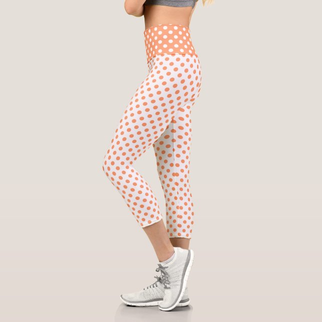 Mandarine Orange Polka Dots Circles Capri Leggings (Links)