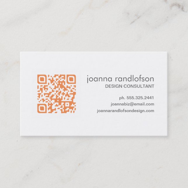 Mandarine orange QR CODE Geschäfts-Karte Visitenkarte (Vorderseite)