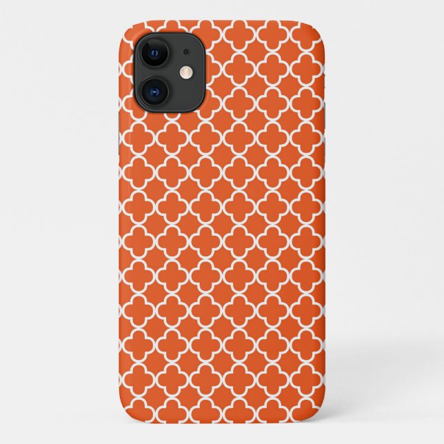 Mandarine orange Quatrefoil Muster Case-Mate iPhone Hülle (Rückseite)
