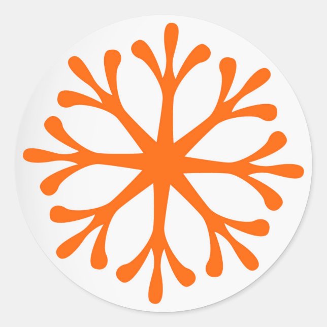 Mandarine/Orange Snowflake Holiday Labels/Aufklebe Runder Aufkleber (Vorderseite)