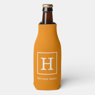 Mandarine Orange White Gerahmt Initial Monogram Flaschenkühler