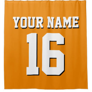 Mandarine Orange White Sports Jersey Team Jersey Duschvorhang