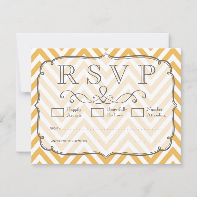 Mandarine Orange Zickzack Wedding RSVP Cards (Vorderseite)