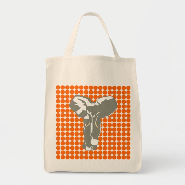 Mandarine Safari Dot mit Pop Art Elephant Tragetasche (Vorne)