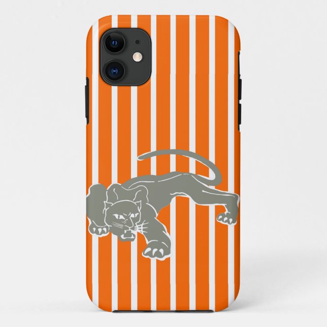 Mandarine Safari Strip mit Leopard Case-Mate iPhone Hülle (Rückseite)