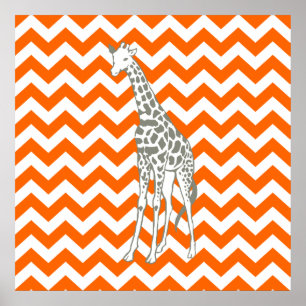 Mandarine Safari Zickzack mit Pop Art Giraffe Poster