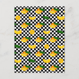MANDARINE SCHACHBRETTER PATTERN POSTKARTE