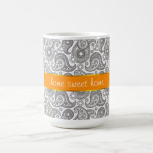 Mandarine schwarzes Paisley Kaffeetasse