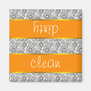 Mandarine schwarzes Paisley Magnet