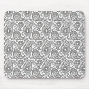Mandarine schwarzes Paisley Mousepad
