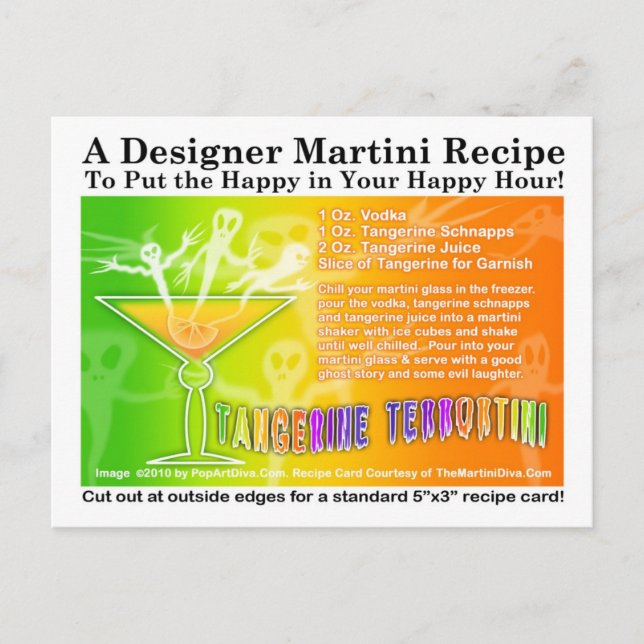 Mandarine Terror Halloween Martini Rezept Postkart Postkarte (Vorderseite)