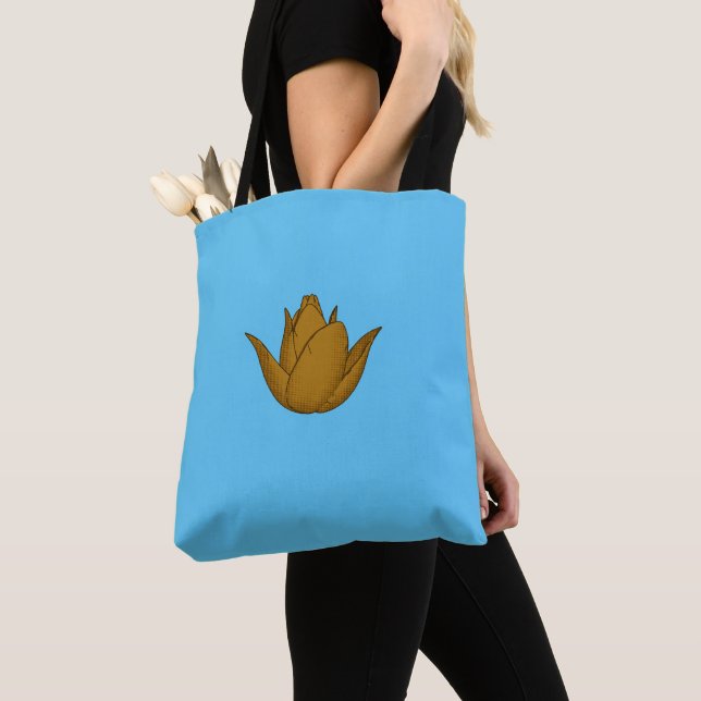 Mandarine Tulip Tote Bag - Vibrannendes Blumenmoti (Von Nahem)