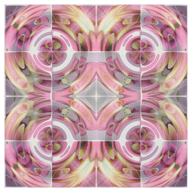 Mandarine-und Rosen-abstrakte Collage Stoff (Muster)
